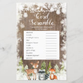 Winterdieren Hout Sneeuwvlokken Woord Scramble (Voorkant)