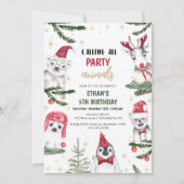 Winterdieren kerstfeest kaart (Voorkant)