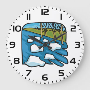 Winterdooi rivier met ijsschotsen grote klok