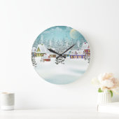 Winterdorp: besneeuwd landschap grote klok (Huis)