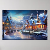 Winterdorp Illustratie Poster (Voorkant)