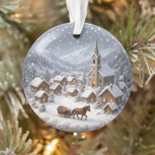 Winterdorp in een bergvallei ornament
