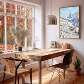 Winterdorp Landschaps Canvas Kunst Poster