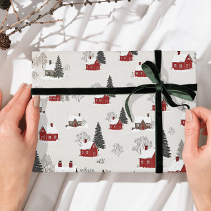 winterdorp leuk kerstthema cadeaupapier