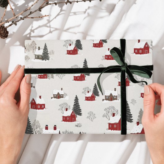  winterdorp leuk kerstthema cadeaupapier