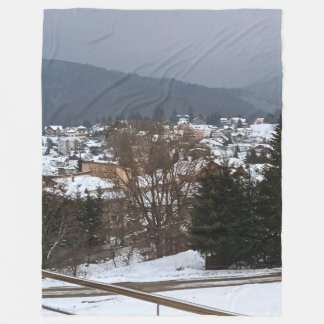 Winterdorp Panorama - Platteland Landschap Roemeni Fleece Deken