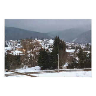 Winterdorp Panorama - Platteland Landschap Roemeni Foto Afdruk