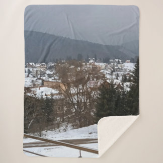 Winterdorp Panorama - Platteland Landschap Roemeni Sherpa Deken
