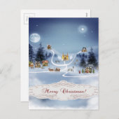 Winterdorp, vrolijk kerstfeest feestdagenkaart (Voorkant / Achterkant)