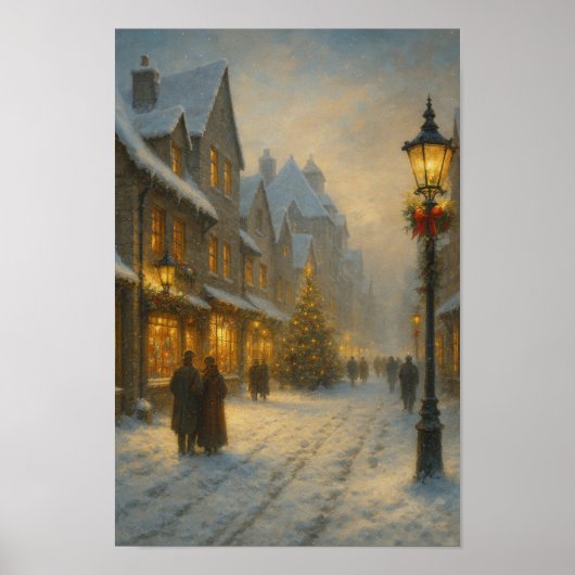 Winterdorpstraat Cozy Kerststad Poster  (Voorkant)