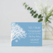 Wintereik Blauwe Bat Mitzvah Receptie Kaart (Staand voorkant)
