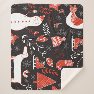 Winterelementen: Schattigee hand getekend. Sherpa Deken