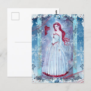 Winterengel met kunstzinnige vingerafdrukken briefkaart