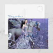 winterfee met paard feestdagenkaart (Voorkant / Achterkant)