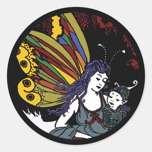 Winterfeeën Ronde Sticker (Voorkant)