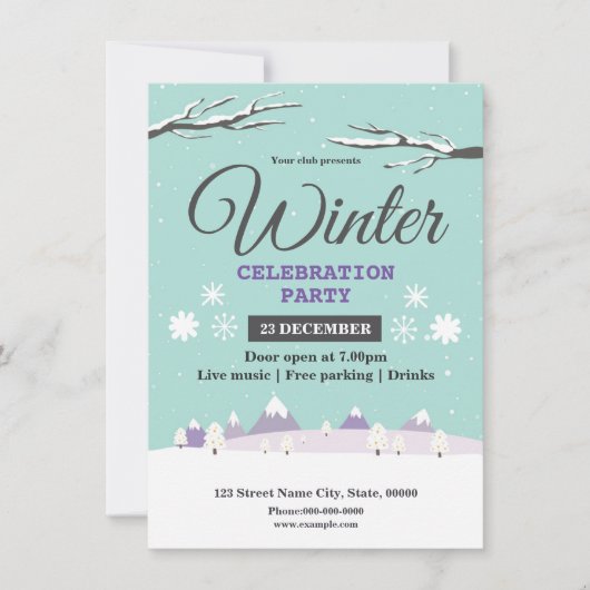 Winterfeest Feest Uitnodiging (Voorkant)