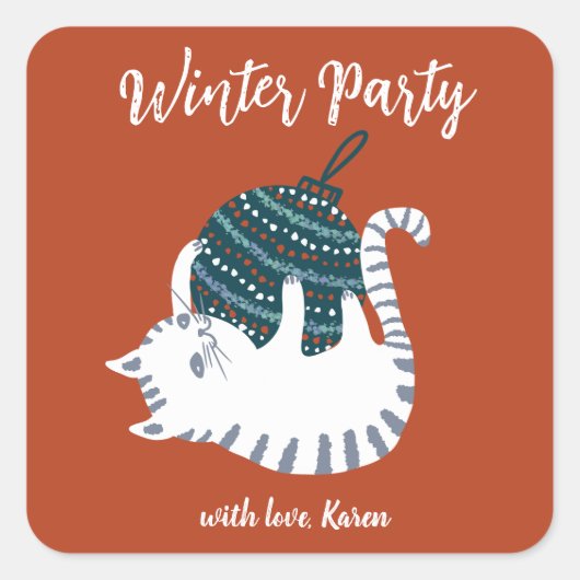 Winterfeest kerstcadeau met Speelgoed Vierkante Sticker (Voorkant)