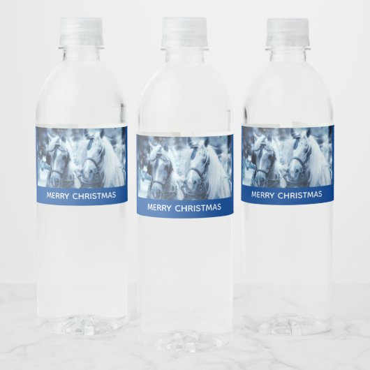 Winterfeest met schitterend paard waterfles etiket (Flessen)