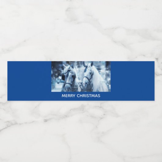 Winterfeest met schitterend paard waterfles etiket (Enkel label)