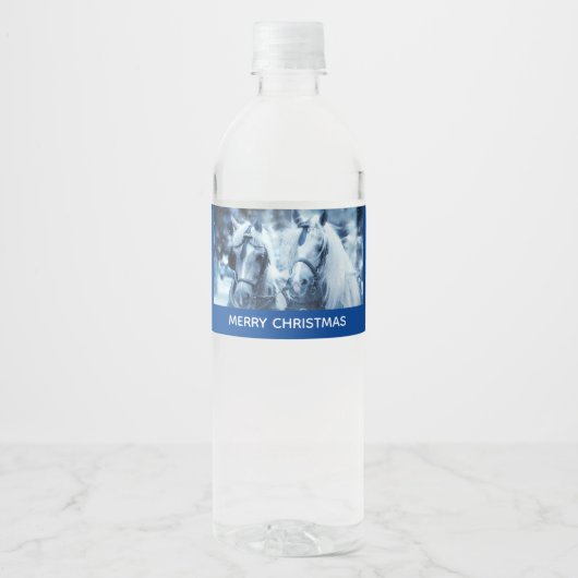 Winterfeest met schitterend paard waterfles etiket (Voorkant)