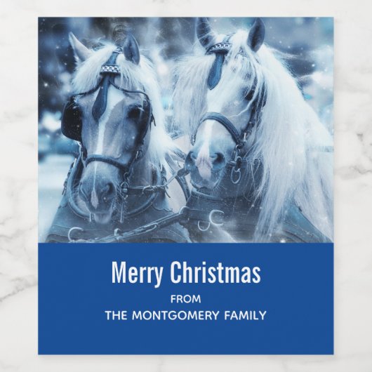 Winterfeest met schitterend paard wijn etiket (Enkel label)