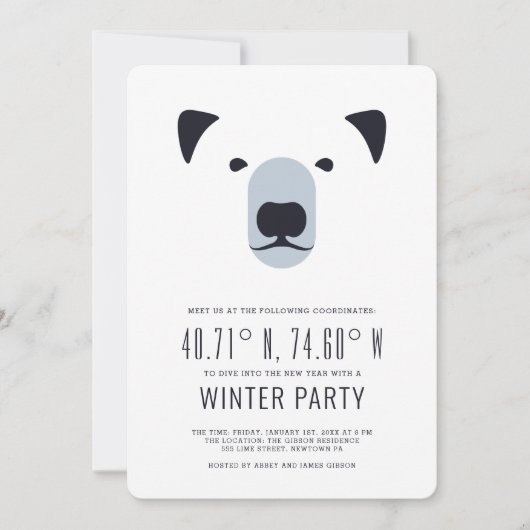 Winterfeest | Uitnodiging Poolcoördinaten (Voorkant)