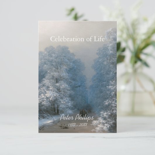 Winterfeest van het leven 2 begrafenisaankondiging kaart (Staand voorkant)