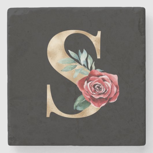 Winterfeestdagen initialen letter S Stenen Onderzetter (Voorkant)