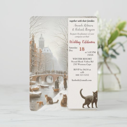 Winterfeesten in de sneeuw, met Kittens Kaart (Staand voorkant)