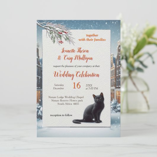 Winterfeesten in de sneeuw of in de zon. kaart (Staand voorkant)