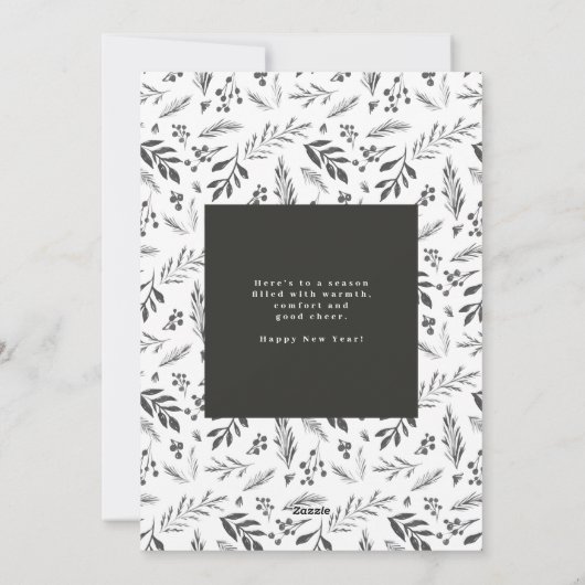 Winterflesjeskerstfoto Zwart-wit Feestdagenkaart (Achterkant)