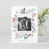 Winterflessen kerstfoto Klassieke kleuren Feestdagenkaart (Staand voorkant)