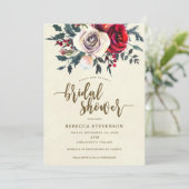 winterflorale moderne bridale doucheuitnodiging kaart (Staand voorkant)