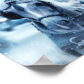 Winterfoto van het schitterende paard poster (Hoek)