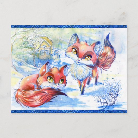 Winterfoxes Briefkaart (Voorkant)