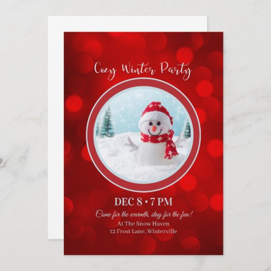 Winterful Party Invitation – Cozy Festive Design Kaart (Voorkant / Achterkant)
