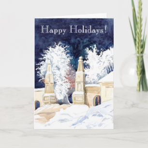 Wintergate bij nacht (schets) feestdagen kaart