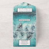 Wintergebergte RSVP Waterverf woud Alle bruiloft All In One Uitnodiging (Buitenkant)