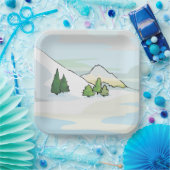 Wintergebergte — Snowy Landschap Papieren Bordje (Feest)