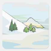 Wintergebergte — Snowy Landschap Vierkante Sticker (Voorkant)