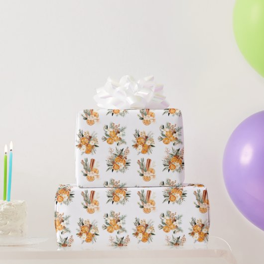 Wintergedroogde sinaasappels Kerst cadeaupapier (Feestgeschenken)