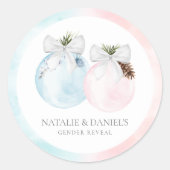 Wintergender onthullen Baby shower Ronde Sticker (Voorkant)