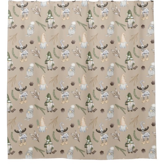 Wintergnomen en het deer Shower-gordijn Douchegordijn (Voorkant)
