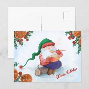 Wintergnoom in de sneeuw briefkaart