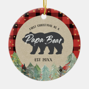 Wintergoud Kerstmis als Beer van Papa Keramisch Ornament