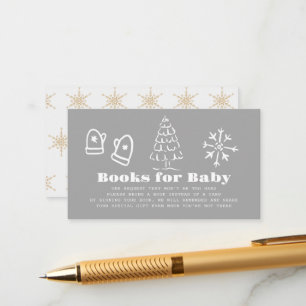 Wintergrijze handgetekende babyshower-boekverzoekk informatiekaartje