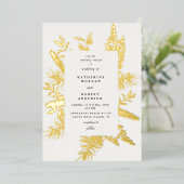 wintergroen bladgroen elegant bruiloft-uitnodiging folie uitnodiging (Staand Voorkant)