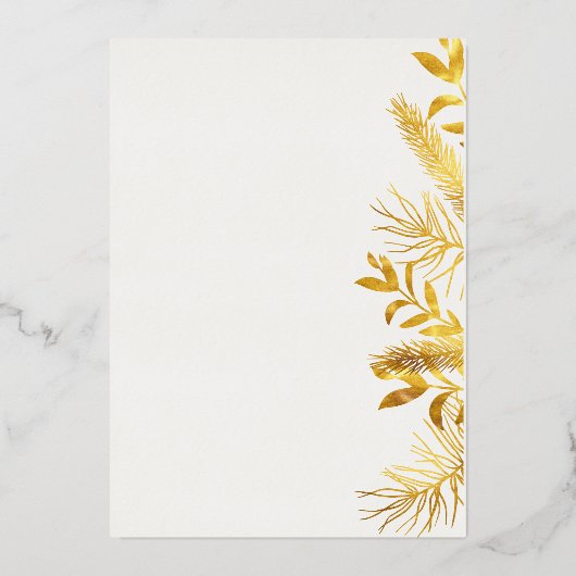 wintergroen bladgroen elegant bruiloft-uitnodiging folie uitnodiging (Achterkant)