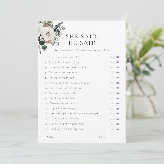 Wintergroen Bloemen Waar Waren Ze Game Kaart (Staand voorkant)