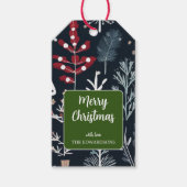 Wintergroen botanisch Vrolijk kerstfeest Cadeaulabel (Voorkant)